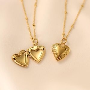 18K Gold Plated Stainless Steel Small Heart Locket Necklace